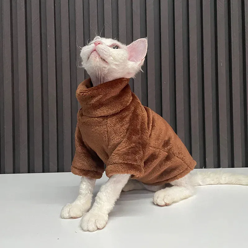 Sphynx Cat and Small Dog Winter Sweater - Turtleneck, Warm Fleece Pullover