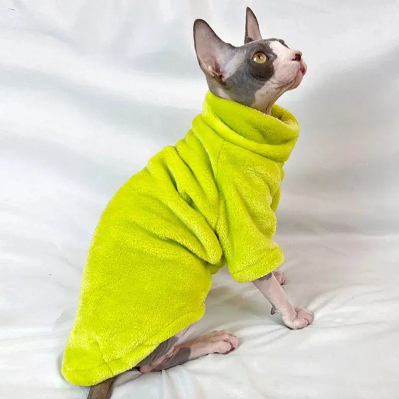 Sphynx Cat and Small Dog Winter Sweater - Turtleneck, Warm Fleece Pullover