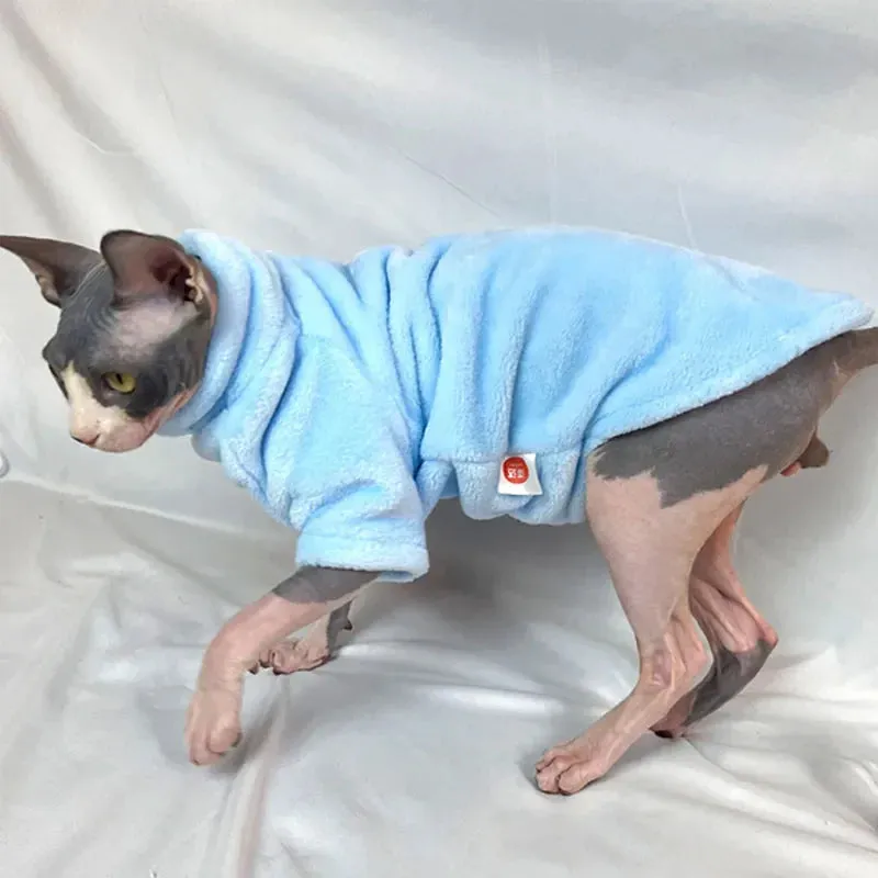 Sphynx Cat and Small Dog Winter Sweater - Turtleneck, Warm Fleece Pullover