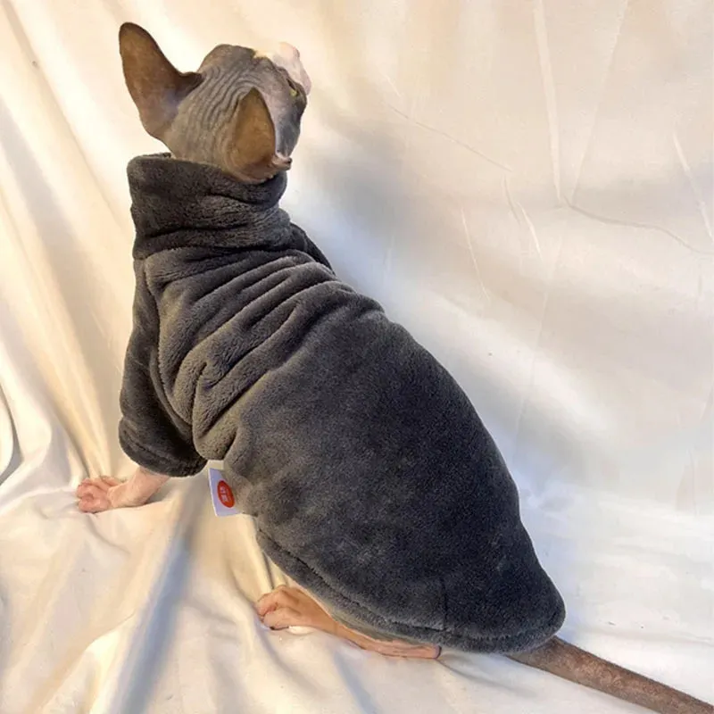 Sphynx Cat and Small Dog Winter Sweater - Turtleneck, Warm Fleece Pullover