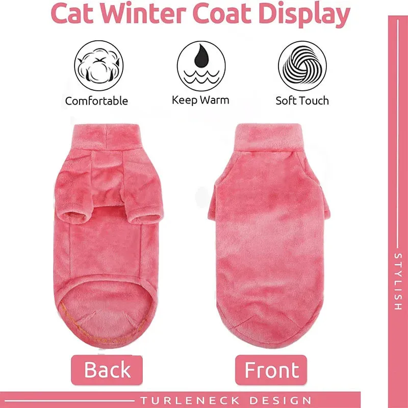 Sphynx Cat and Small Dog Winter Sweater - Turtleneck, Warm Fleece Pullover
