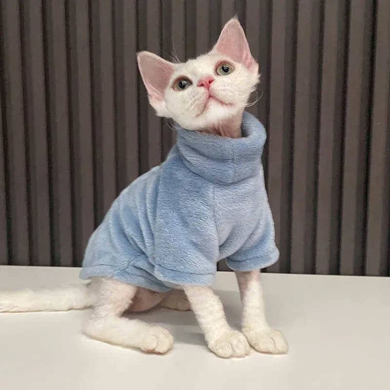 Sphynx Cat and Small Dog Winter Sweater - Turtleneck, Warm Fleece Pullover