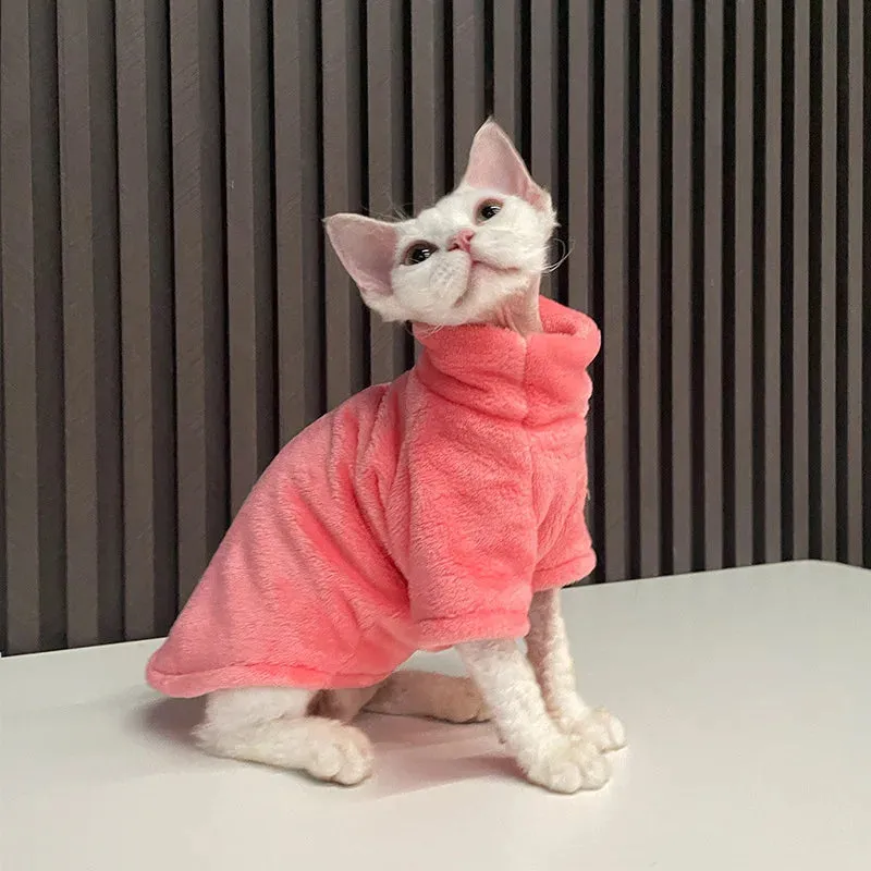 Sphynx Cat and Small Dog Winter Sweater - Turtleneck, Warm Fleece Pullover