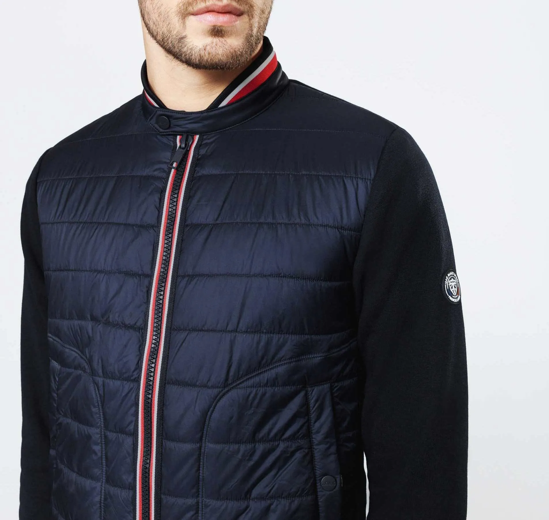 Sweat pull zippé col teddy marine "Swneo"