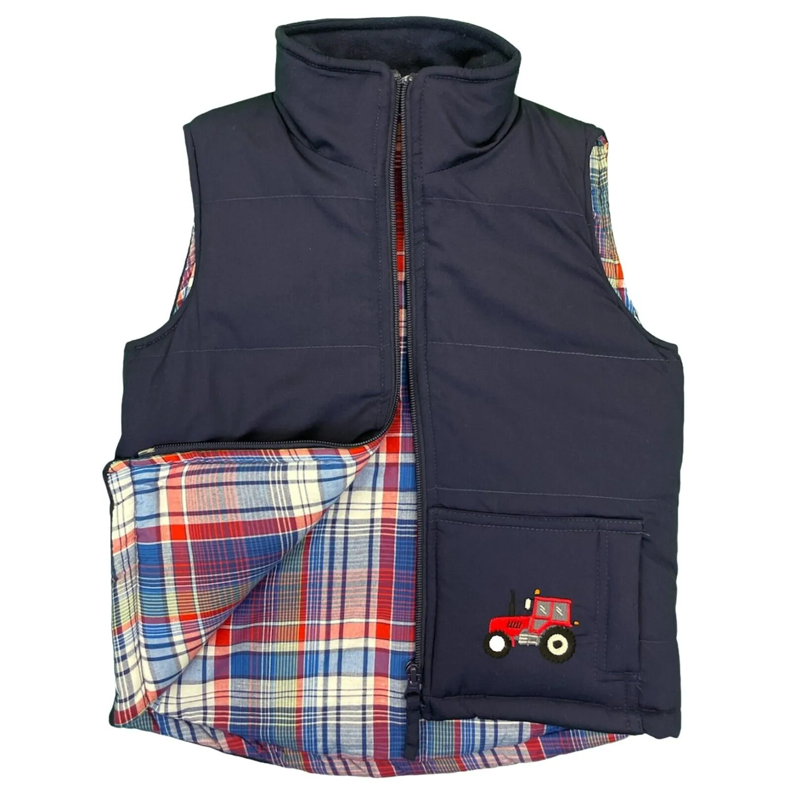Unisex Kids Embroidered Tractor Pony Pheasant Padded Gilet