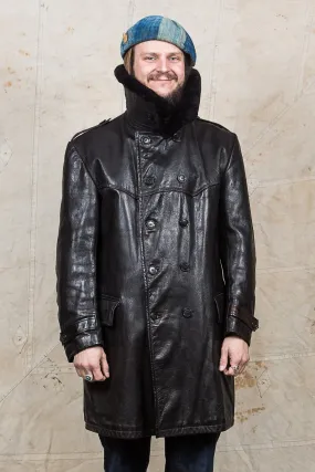Vintage Swedish Army Mats Larsson Malung Leather Coat