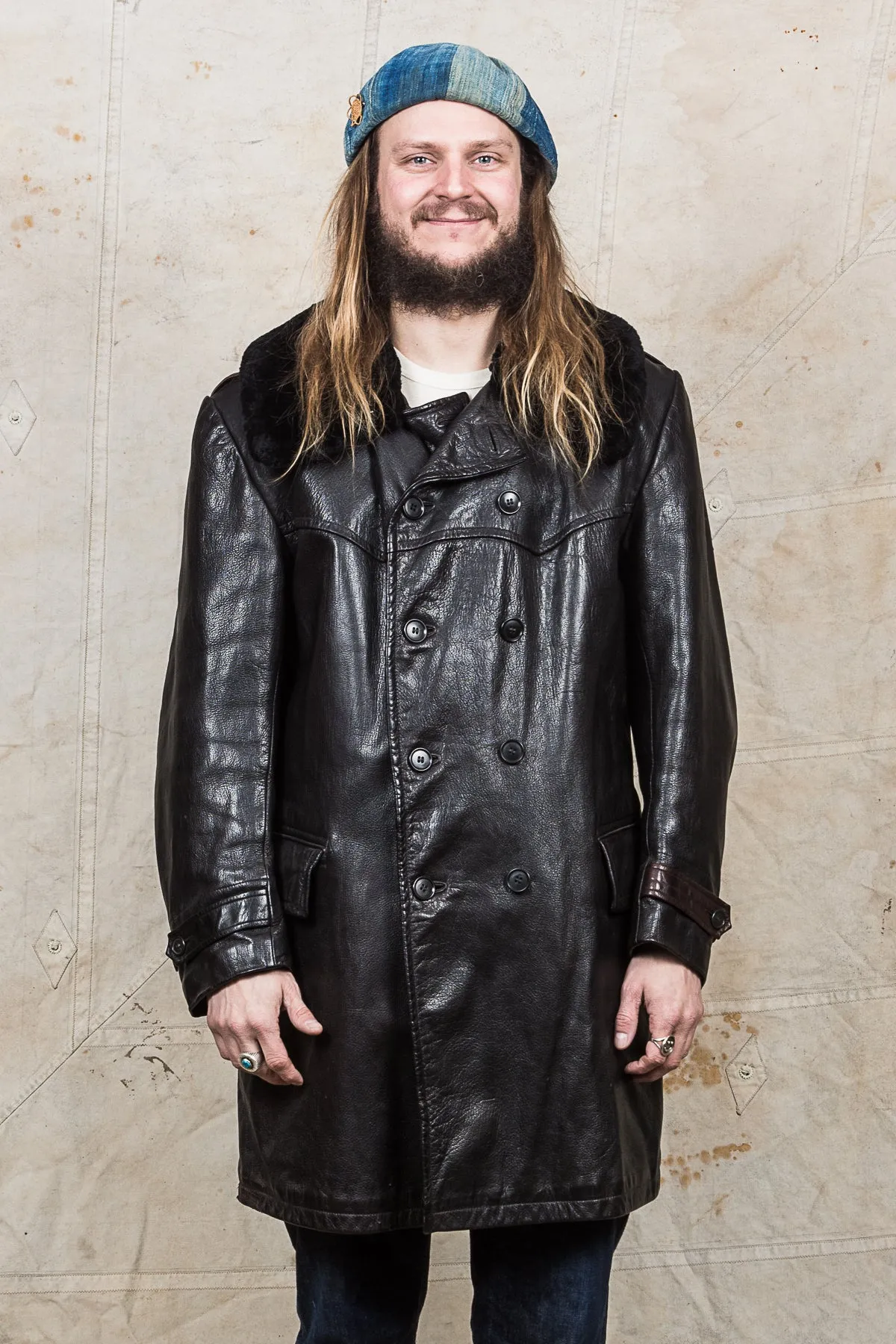 Vintage Swedish Army Mats Larsson Malung Leather Coat