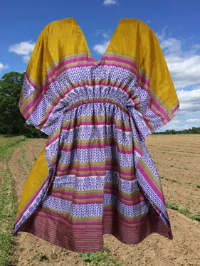 Women Beach Kaftan Dress, Blue Summer Dresses, One size