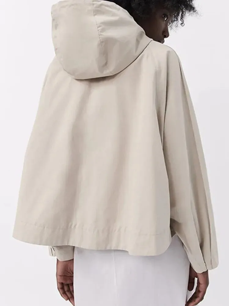 xakxx- Spring New Temperament Casual Fashion Slim Ruili Sweet Beauty Dress Loose Hooded Jacket Windbreaker Coat